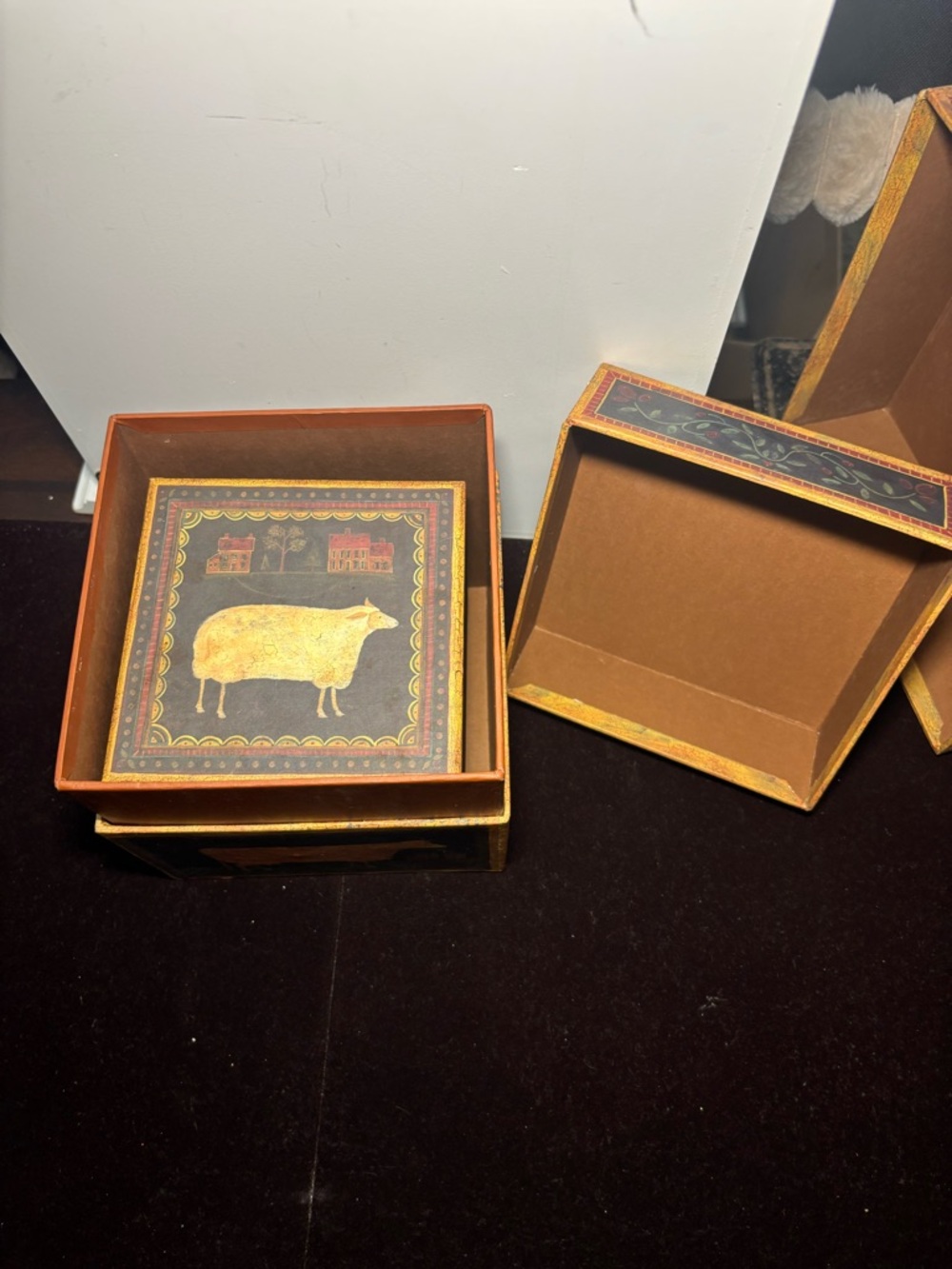 Farmhouse Nested Storage Boxes - Rust and Black - Picture 6 of 13